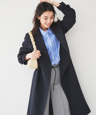 【通勤/春コート】バックサテン トレンチコート