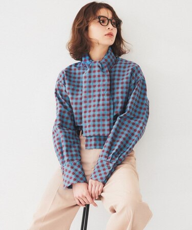 【セットアップ可能】ギンガムチェック ブラウス