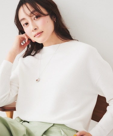 【体型カバー/春素材】コットン混 ガーターニット