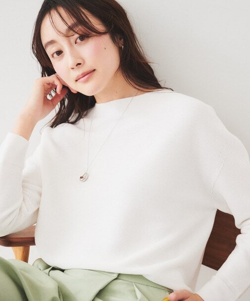 【体型カバー/春素材】コットン混 ガーターニット