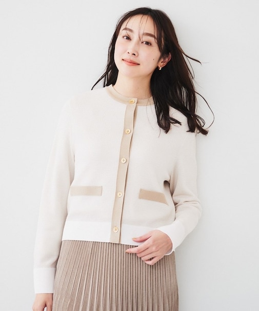 【配色カラー/アンサンブル可能】キレイめ カーディガンニット
