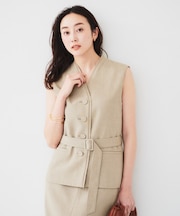【セットアップ可能】リネンライクキャンバス ジレ