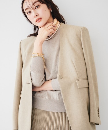 【セットアップ可能】リネンライクキャンバス カラーレスジャケット