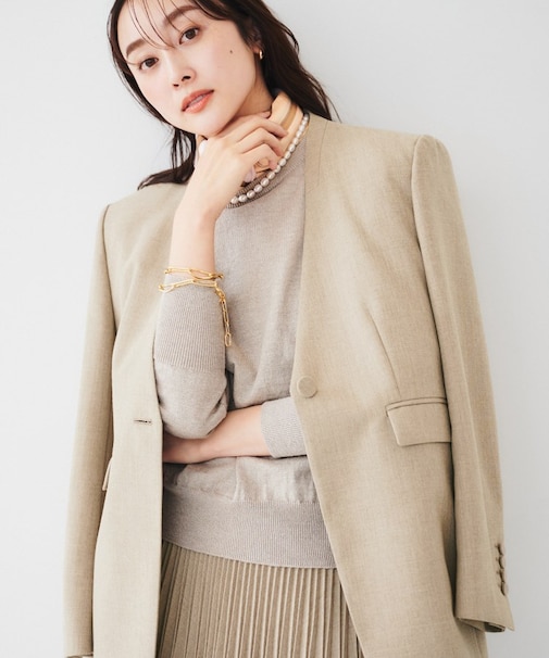 【セットアップ可能】リネンライクキャンバス カラーレスジャケット