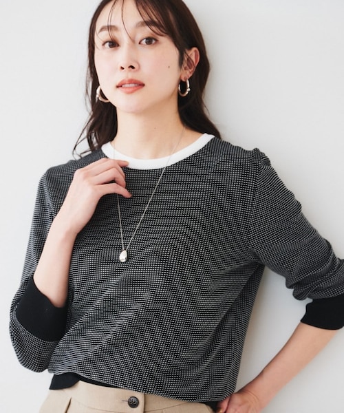 配色カラー/アンサンブル可能】きれいめ七分袖ニット｜アン