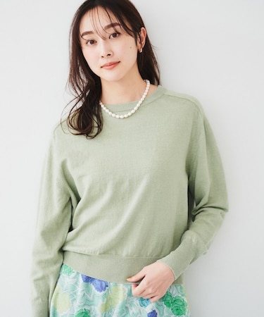 【アンサンブル可能/洗える】リネン混ベーシックプルオーバー
