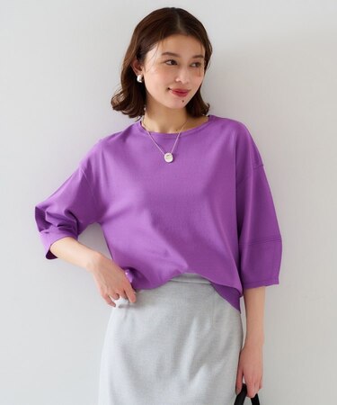 【袖コンシャス/着映え/六分袖】ランタンスリーブニット