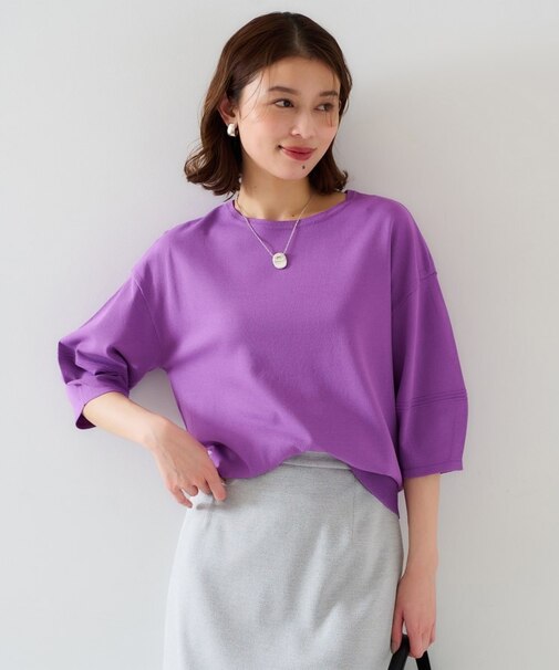 【袖コンシャス/着映え/六分袖】ランタンスリーブニット