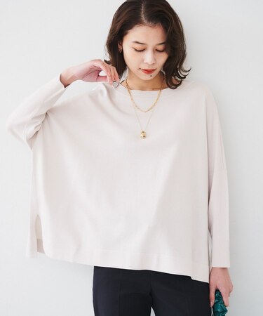 【体型カバー/透けにくい】ワイドシルエットニット