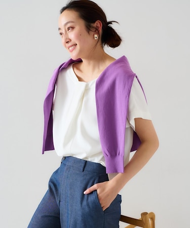 【セットアップ可/接触冷感/イージーケア】リラクミスト　2WAYブラウス