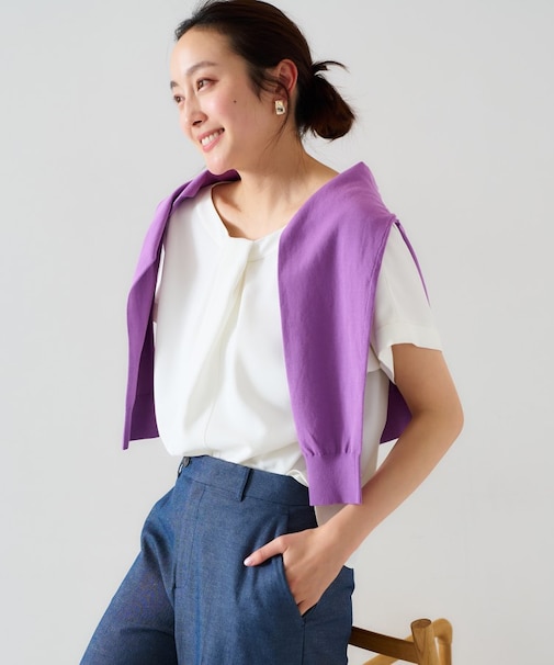 【セットアップ可/接触冷感/イージーケア】リラクミスト　2WAYブラウス