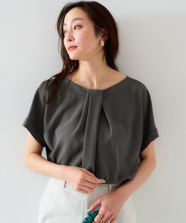 【セットアップ可/接触冷感/イージーケア】リラクミスト　2WAYブラウス