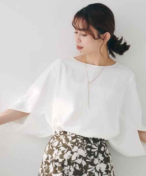 【セットアップ可/接触冷感/イージーケア/体型カバー】リラクミスト モモンガブラウス