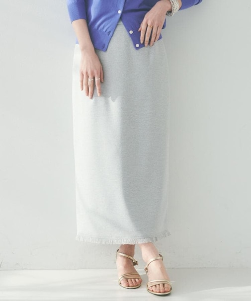 【オンオフ/ストレッチ】裾フリンジナロースカート
