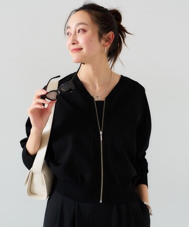 【体型カバー/日除け】シアーニットカーディガン