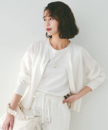 【体型カバー/日除け】シアーニットカーディガン