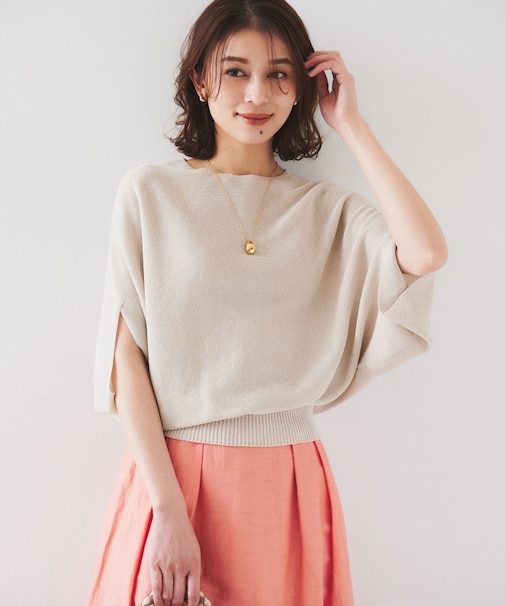 【体型カバー/清涼感】ドルマンスリーブ プルオーバーニット