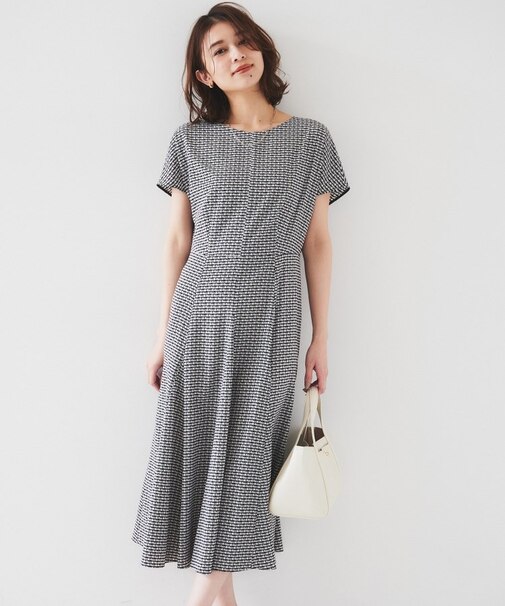 【きれいめ/洗える/夏ワンピ】ジオメトリック柄ワンピース