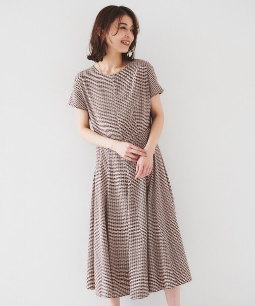 【きれいめ/洗える/夏ワンピ】ジオメトリック柄ワンピース
