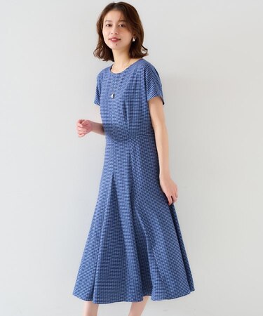 【きれいめ/洗える/夏ワンピ】ジオメトリック柄ワンピース