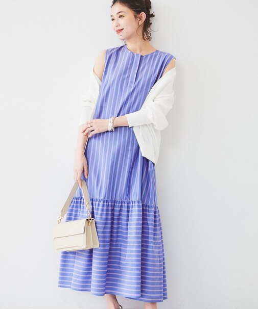 【洗える/夏ワンピ】ストライプワンピース