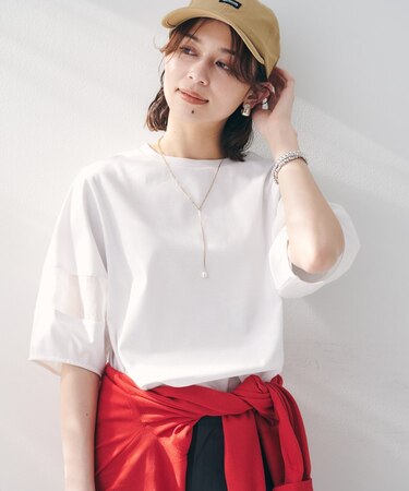 【二の腕カバー/接触冷感】袖オーガンジープルオーバー