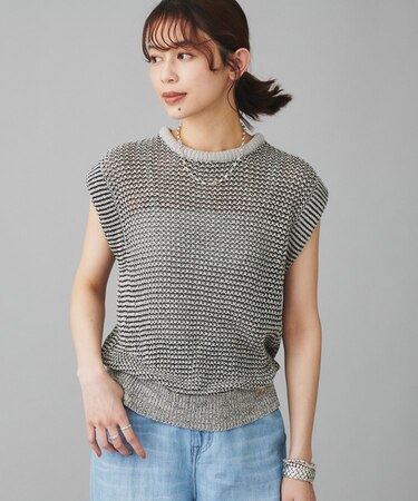 【YENN】パッティング ネック ニット