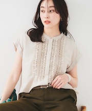 【吸水速乾/UVケア】フィブリルフリルブラウス