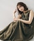 【コットン100/夏ワンピ/ナロー】シャーリングワンピース