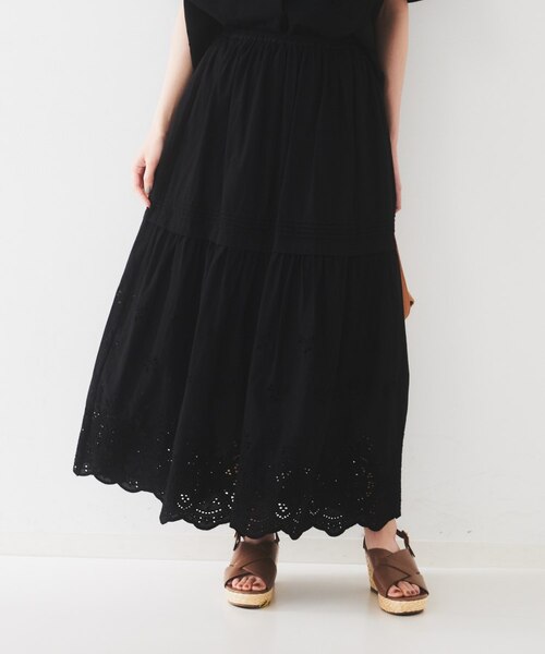 セットアップ可/コットン100】スカラップ刺繍スカート｜アンタイトルの