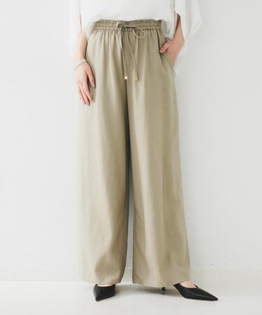 【ウエストゴム/洗える/オンオフ】ドロストワイドパンツ