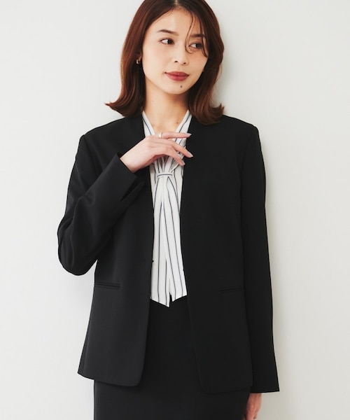 ノーカラージャケット（ブラック）の通販｜&mall（アンドモール）三井