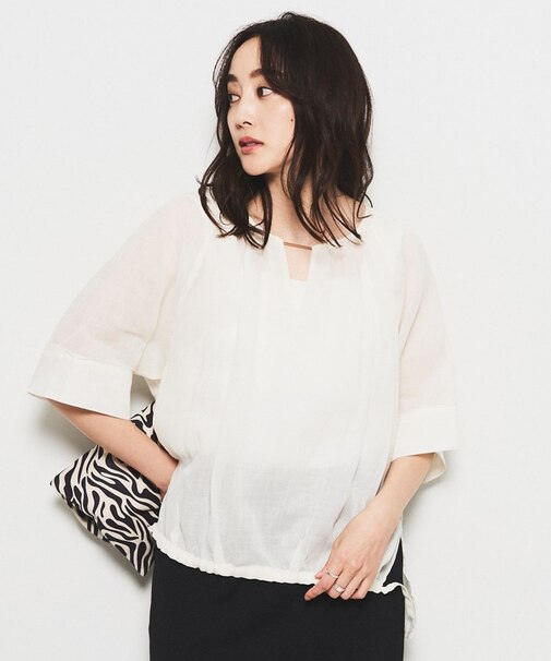 【SEADRAKE】ペーパーリネンデザインブラウス