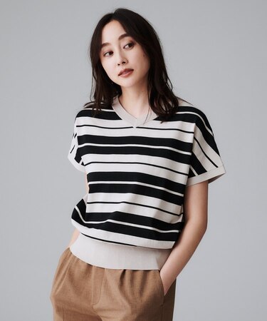 【初秋のきれいめトップス/前後2WAY】ネックプルオーバーニット