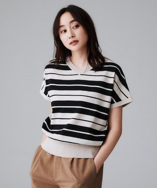 【初秋のきれいめトップス/前後2WAY】ネックプルオーバーニット