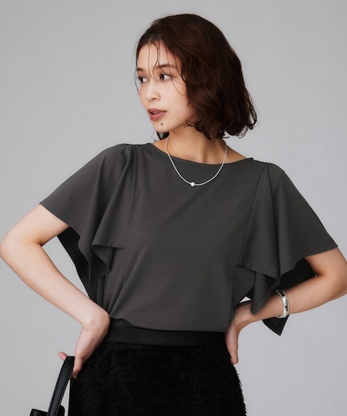 【きれいめ／接触冷感／日本製】ハンカチスリーブプルオーバー