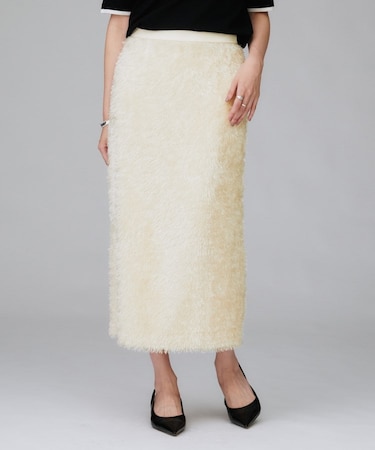 【後ろウエストゴム/洗える/タイト】シャギーナロースカート