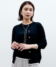 【アンサンブル可/薄手/洗える/冷房対策】ベーシッククルーネックカーディガン
