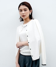 【アンサンブル可/薄手/洗える/冷房対策】ベーシッククルーネックカーディガン
