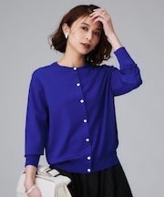 【アンサンブル可/薄手/洗える/冷房対策】ベーシッククルーネックカーディガン