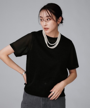 【洗える】ラメシアーTシャツ