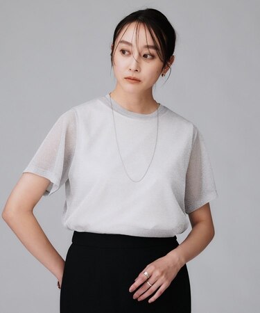 【洗える】ラメシアーTシャツ