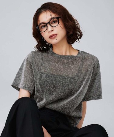 【洗える】ラメシアーTシャツ