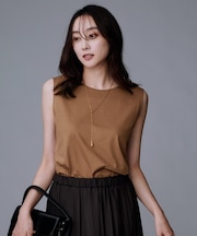 【接触冷感/コットン100/洗える/丸首】ノースリーブ天竺プルオーバー