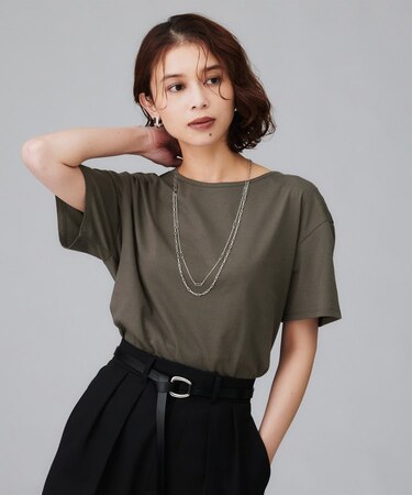 【接触冷感／コットン100／洗える／Tシャツ】半袖天竺プルオーバー