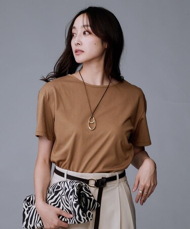 【接触冷感／コットン100／洗える／Tシャツ】半袖天竺プルオーバー