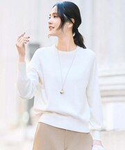 【8色展開／コンパクト丈】レーヨン混 コクーンニット