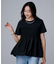 【コットン100/洗える/Tシャツ】シャーリングドッキングペプラム