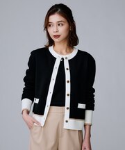 【アンサンブル可/ジャケット風/オフィスカジュアル】ウールミラノリブカーディガン