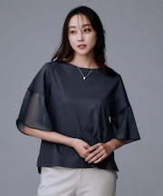 【コットン100/Tシャツ/フレア袖】シアースリーブ プルオーバー